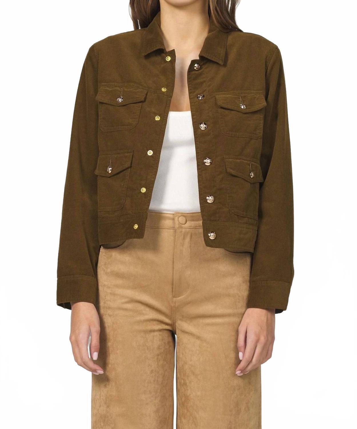 New Dear John Denim Montana Go-Getter Corduroy Utility Jacket In Dark Olive